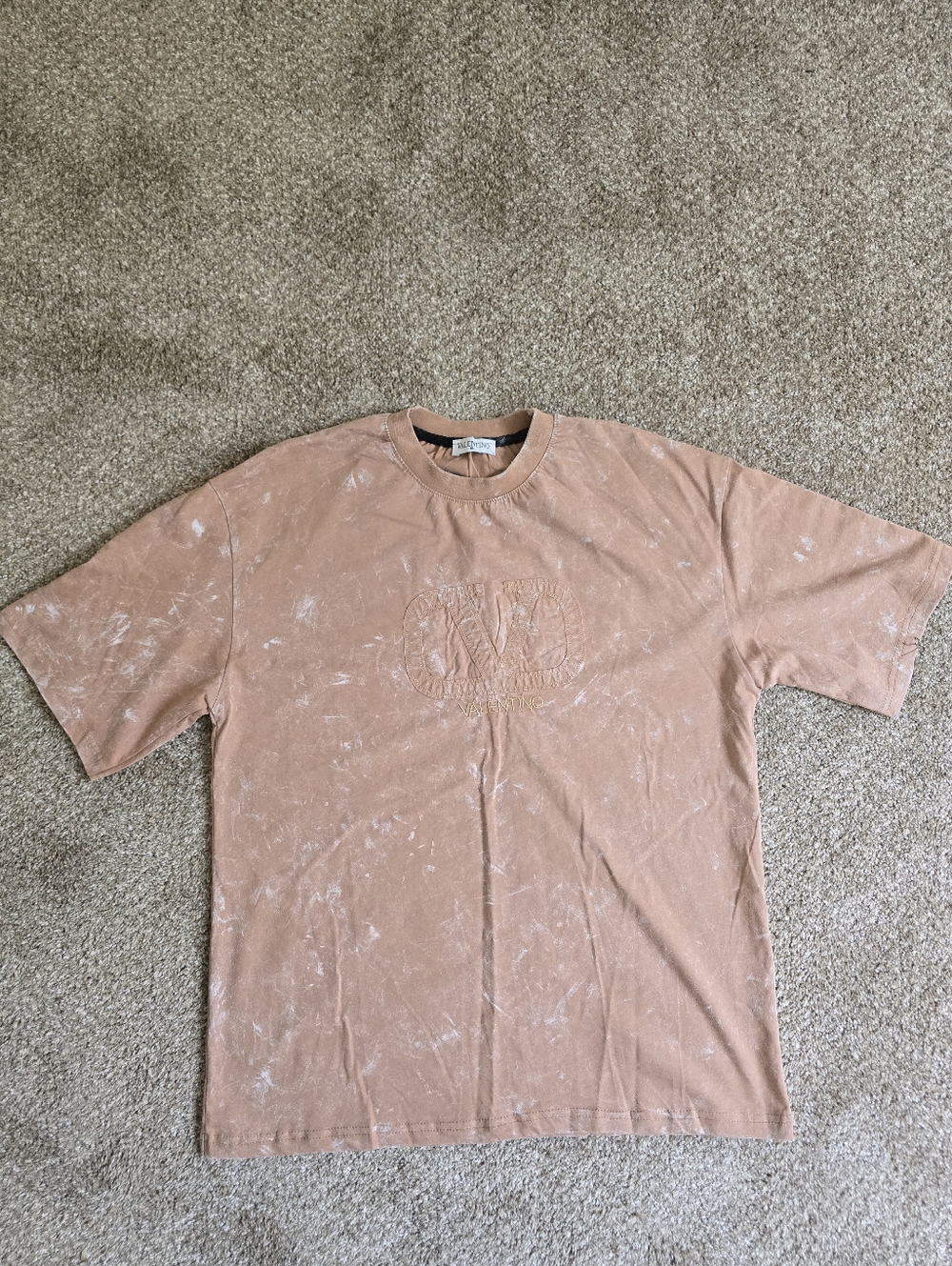 Valentino Distressed Rust Brown Logo Short Sleeve Tee